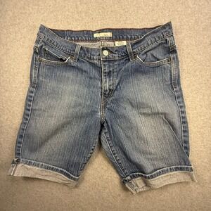 Levis 515 Denim Shorts Womens 12 Blue Excellent Cuffed Bermuda Stretch